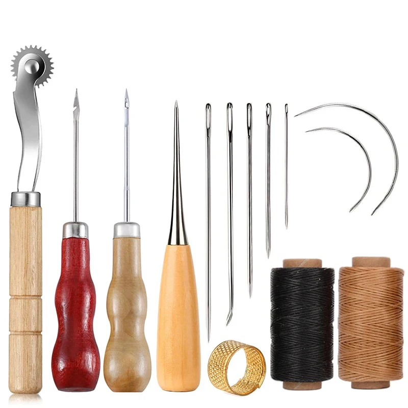 Leather Tooling Kit - 14PCS Leather Craft Sewing Kit Waxed