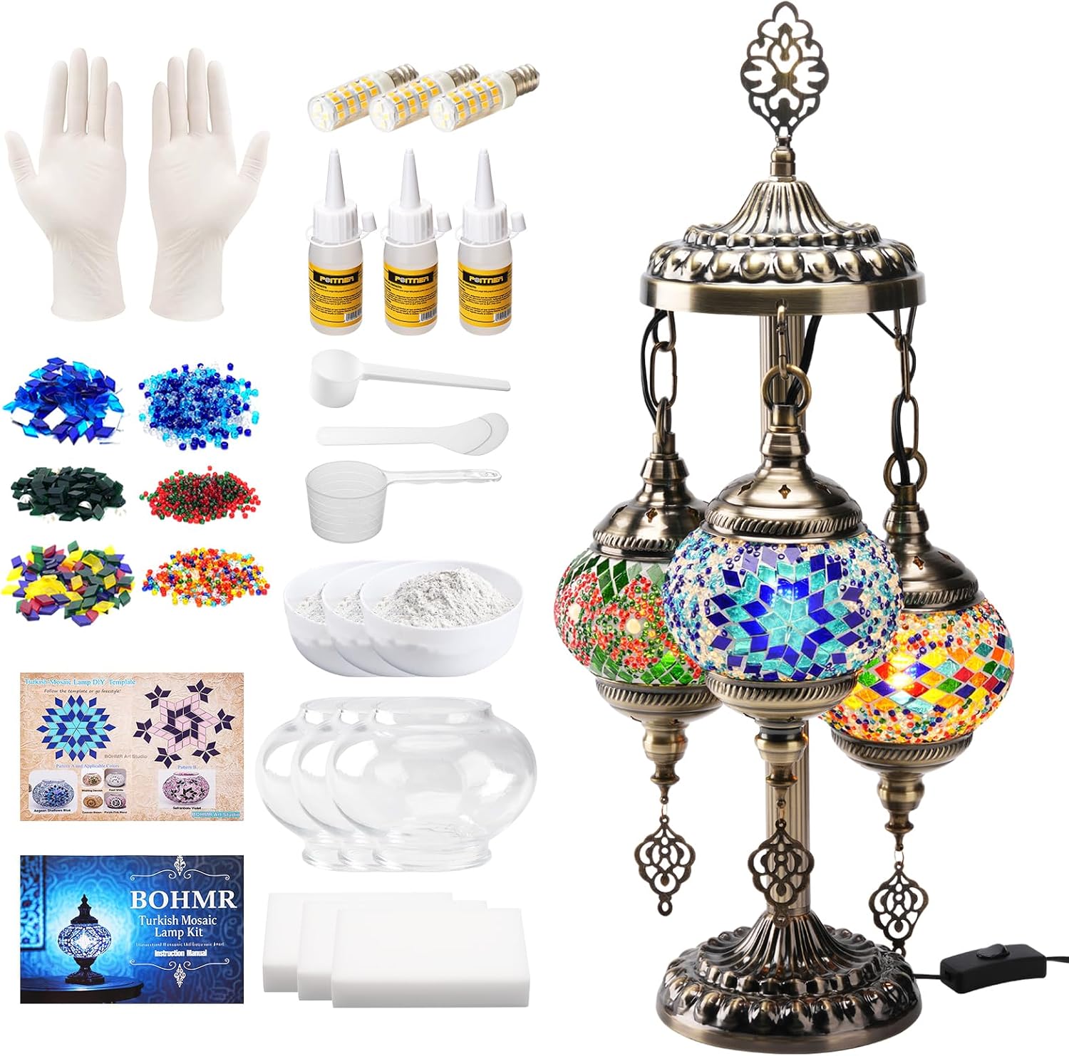 Art Craft Kits - DIY 3 Globe Turkish Mosaic Lamp