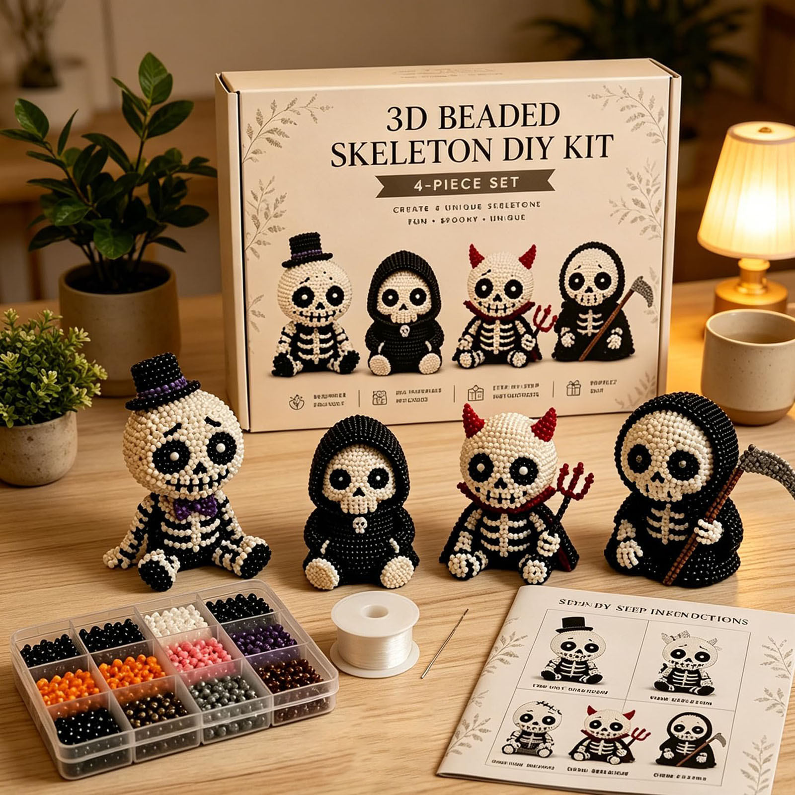 Art Craft Halloween - 3D Beaded Skeleton DIY Kit Creative