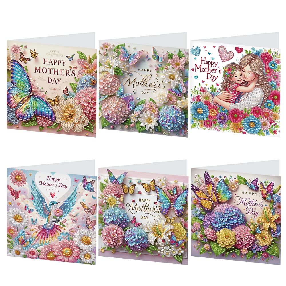 Art Craft Kits - 6Pcs Diamond Art Painting Greeting Cards