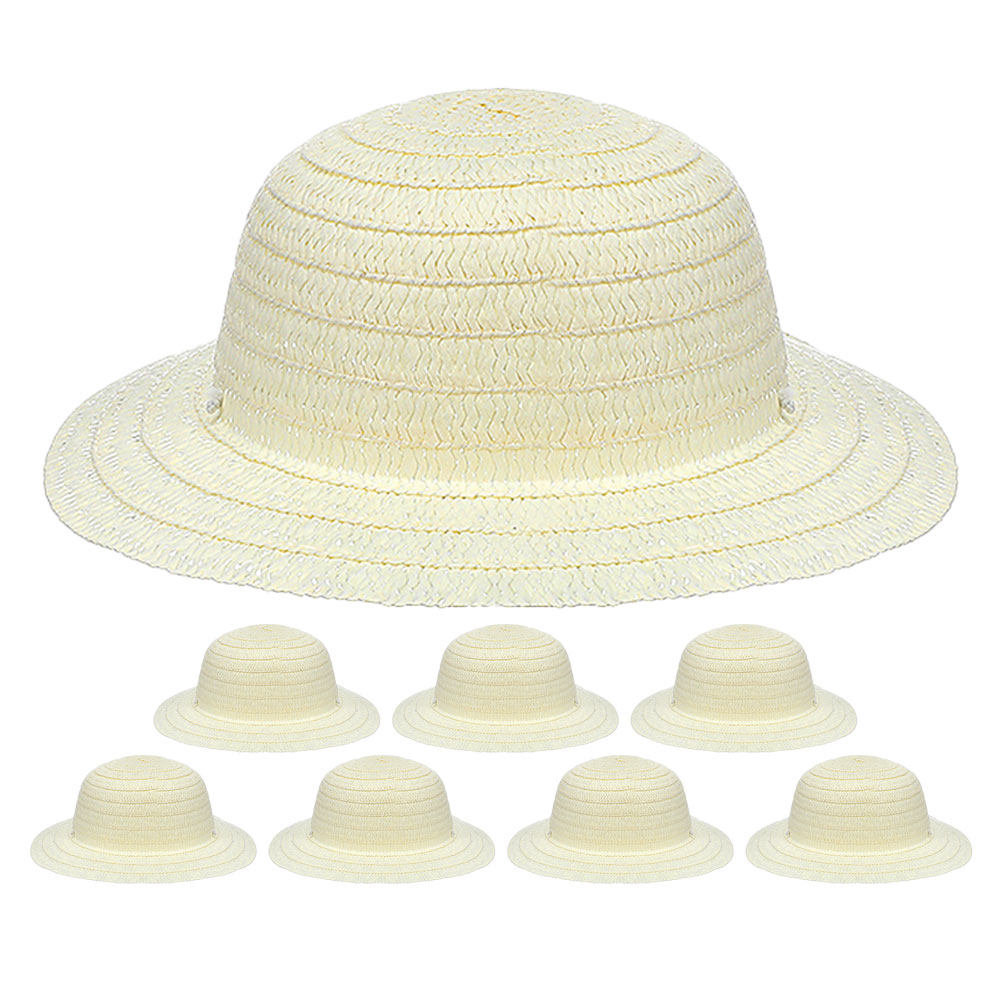 8Pcs DIY Kids Straw Hats White - Art Craft Handmade review and price