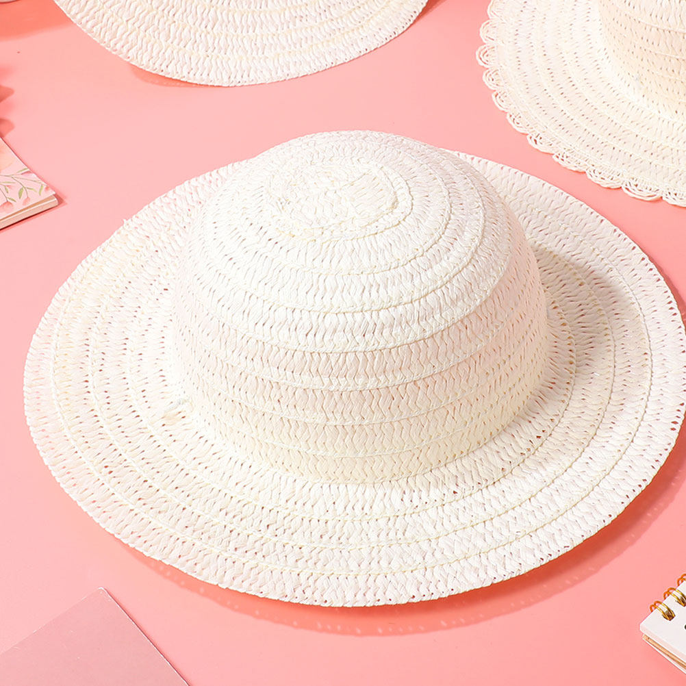 8Pcs DIY Kids Straw Hats White - Art Craft Handmade review and price
