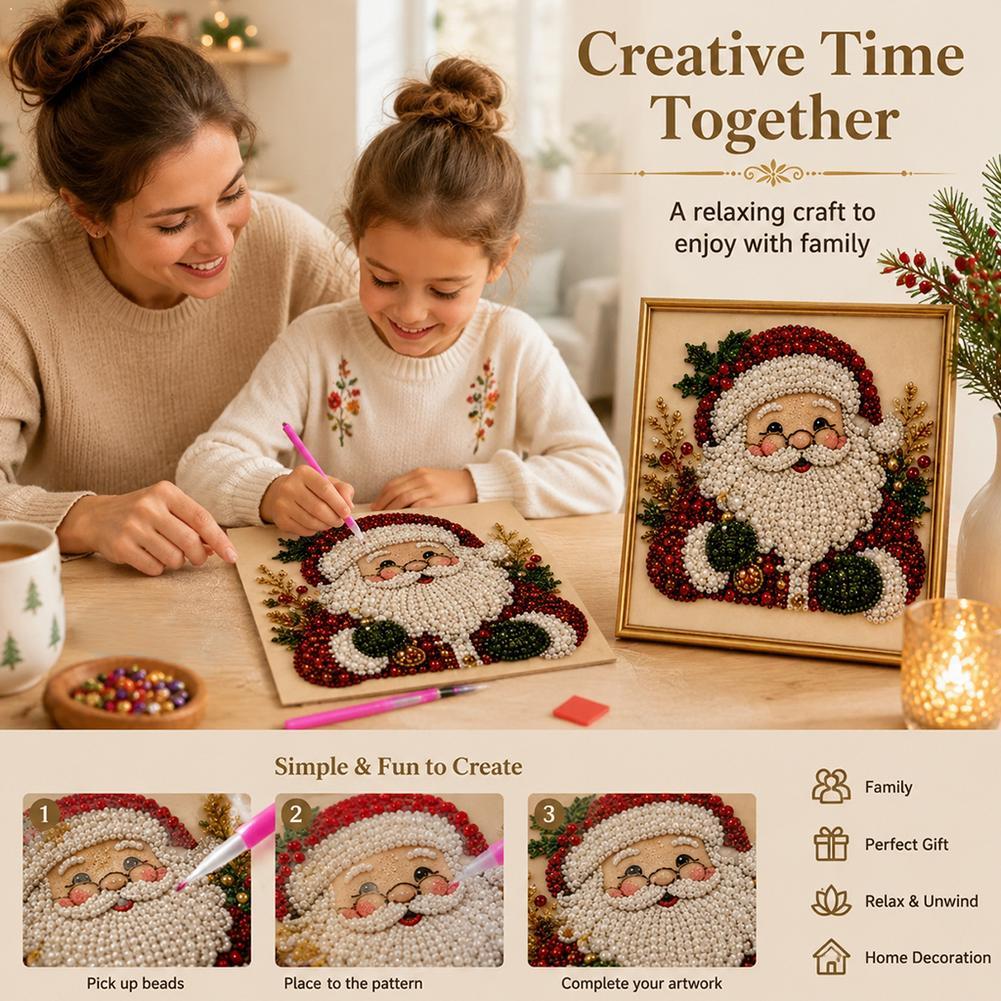 Christmas Santa Claus Pearl Ar - Art Craft Kits review and price