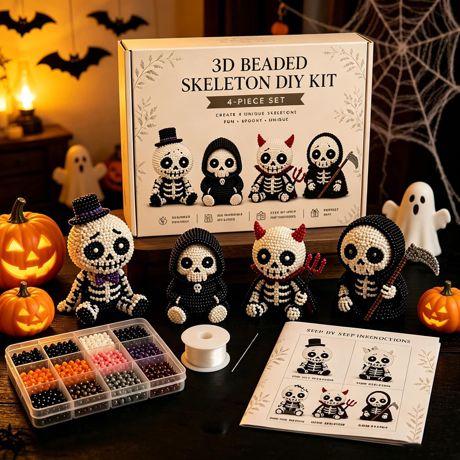 3D Beaded Skeleton DIY Kit Cre - Art Craft Halloween review and price